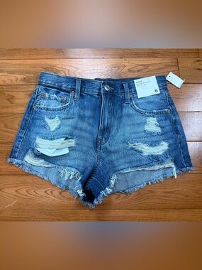 Aeropostale Distressed Blue Denim High-Rise Jean Shorts